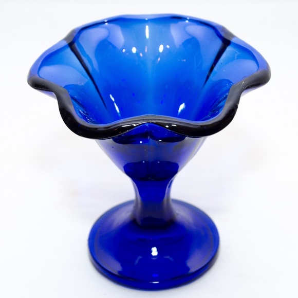 Vintage Footed Cobalt Blue Vase Candy Dish - Picture 1 of 7